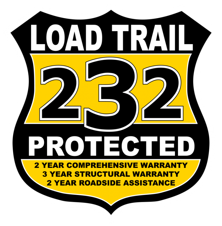 Load Trail 232 Protected warranty badge - 2 year comprehensive, 3 year structural, 2 year roadside assistance