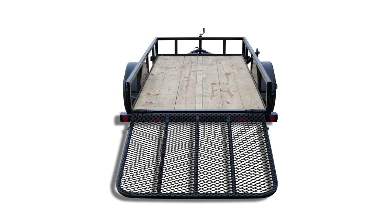 Load Trail 77x12 Single Axle Utility Trailer 3.5K, Brakes, Fold Gate, Black photo 2
