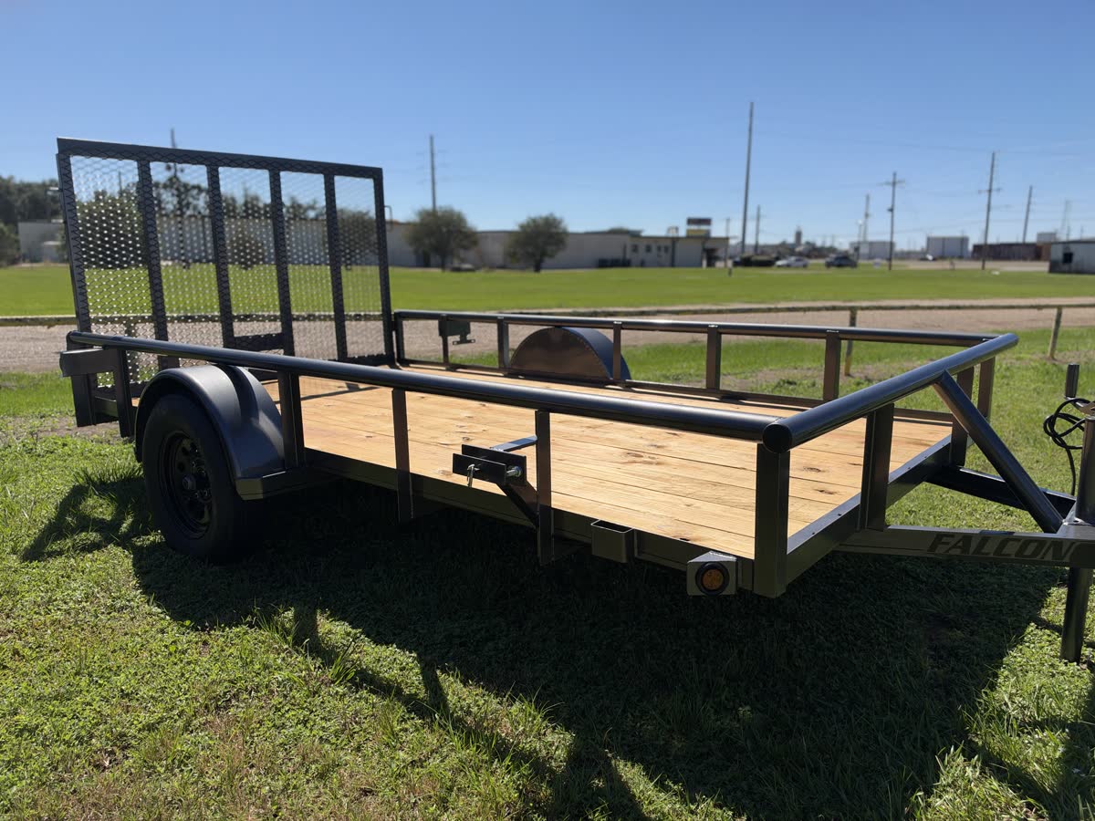 Falcon 77x12 Single Axle Utility Trailer, 3,500 GVWR, Pipe Top, Smoke Charcoal