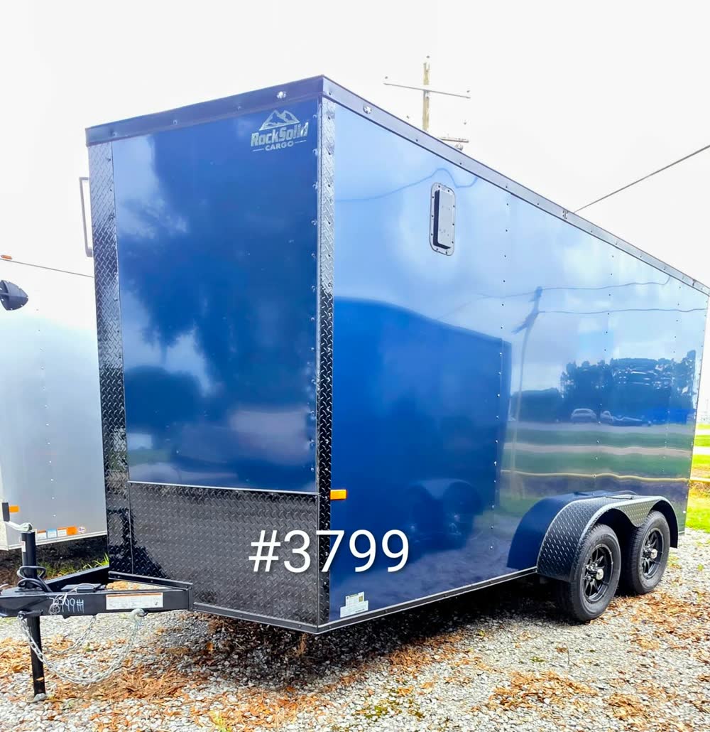 Rock Solid 7x14 TA Cargo Trailer, V-Nose, Indigo photo 2