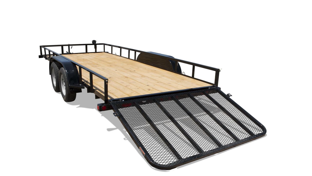 Load Trail 83x16 Tandem Axle Utility Trailer 7K, Fold Gate, Black photo 2