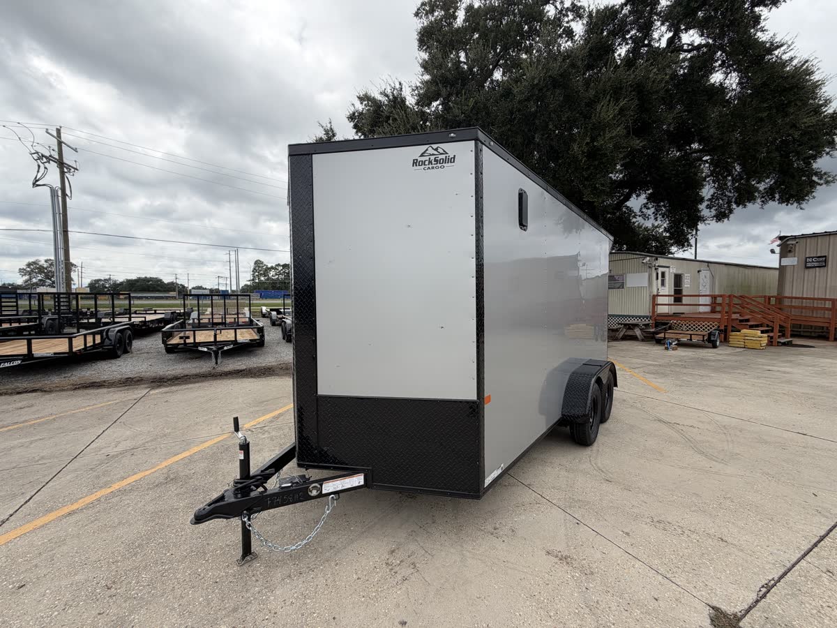 Rock Solid 7x14 TA Cargo Trailer, V-Nose, Blackout Package, Silver Frost photo 5