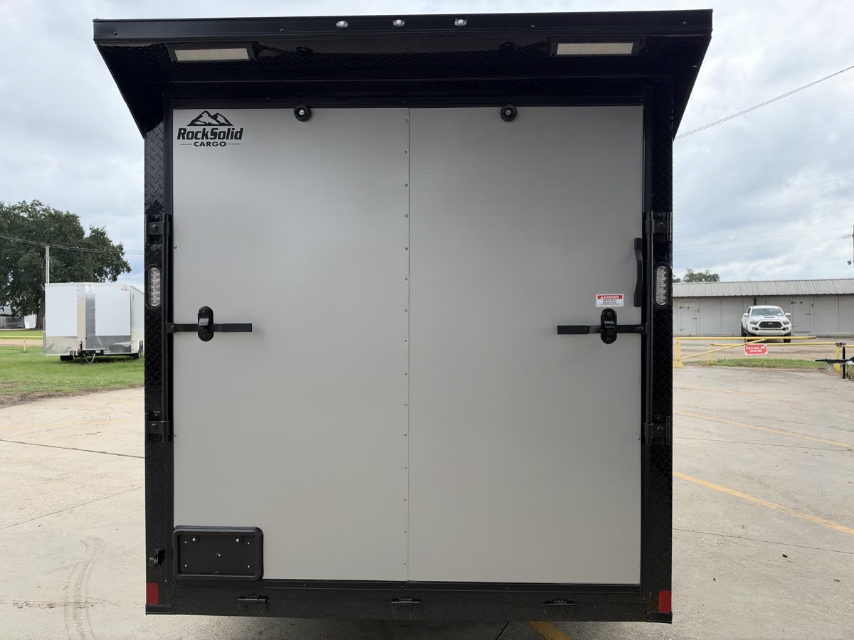 Rock Solid 7x14 TA Cargo Trailer, V-Nose, Blackout Package, Silver Frost photo 7