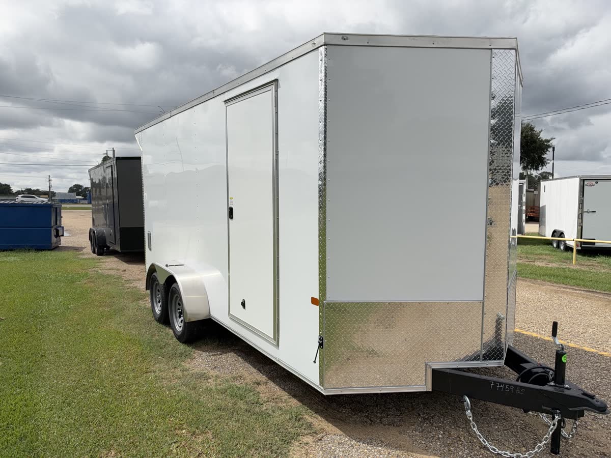 Rock Solid 7x16 TA Cargo Trailer, 7 ft Interior, Therma Cool Ceiling, White photo 2