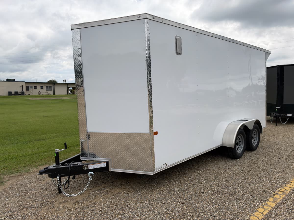 Rock Solid 7x16 TA Cargo Trailer, 7 ft Interior, Therma Cool Ceiling, White — Enclosed Cargo for sale in Lafayette LA